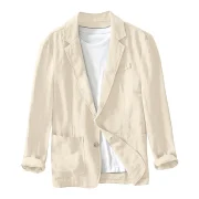 Leisure Thin Mens Fashion Suits Solid Color Lapels Buttons Suits Jackets And Tops British Style Linen Blended Coat Party Wear - Image 9